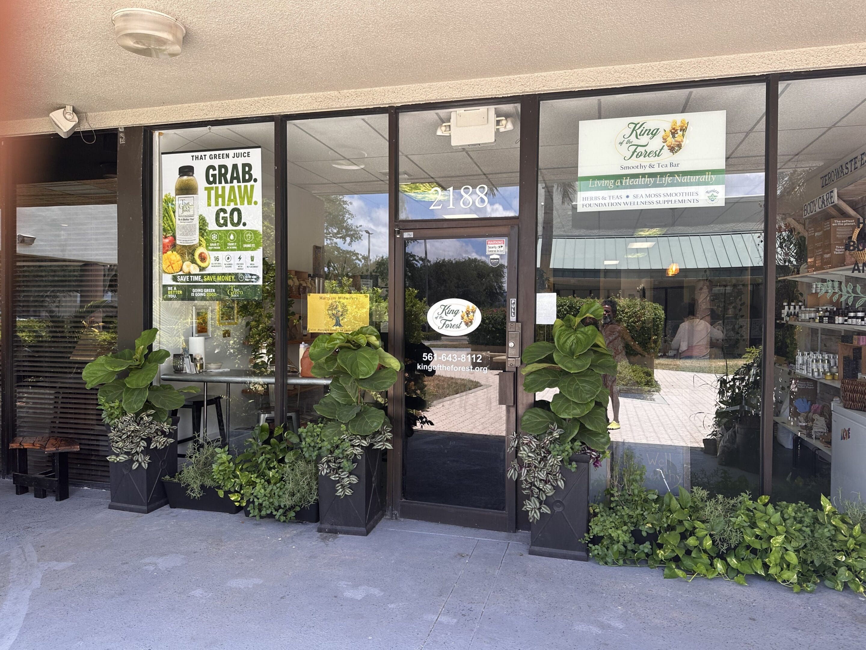 King of the Forest storefront in Delray Beach carrying That Green Juice