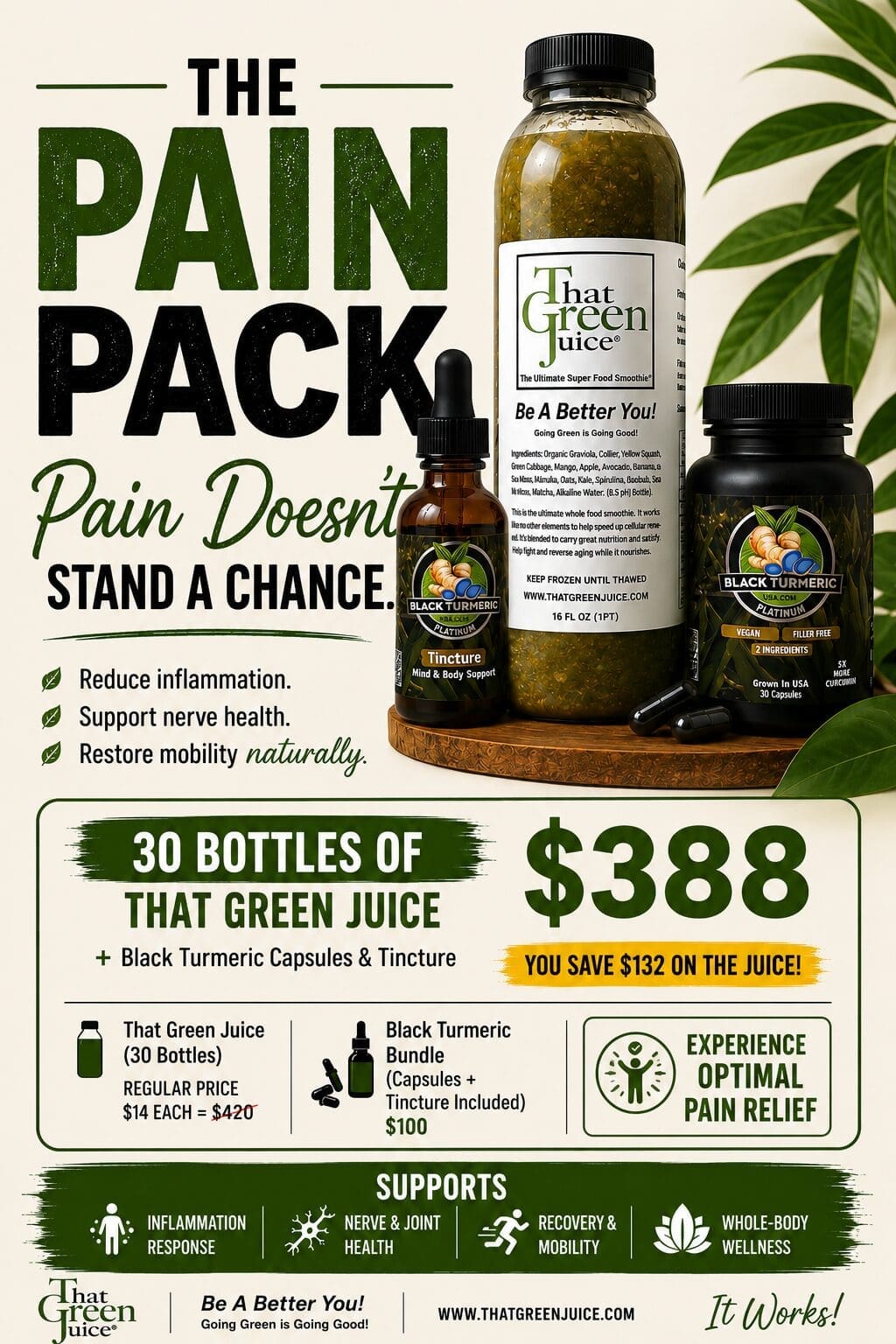 That Green Juice bundle with black turmeric capsules and tincture